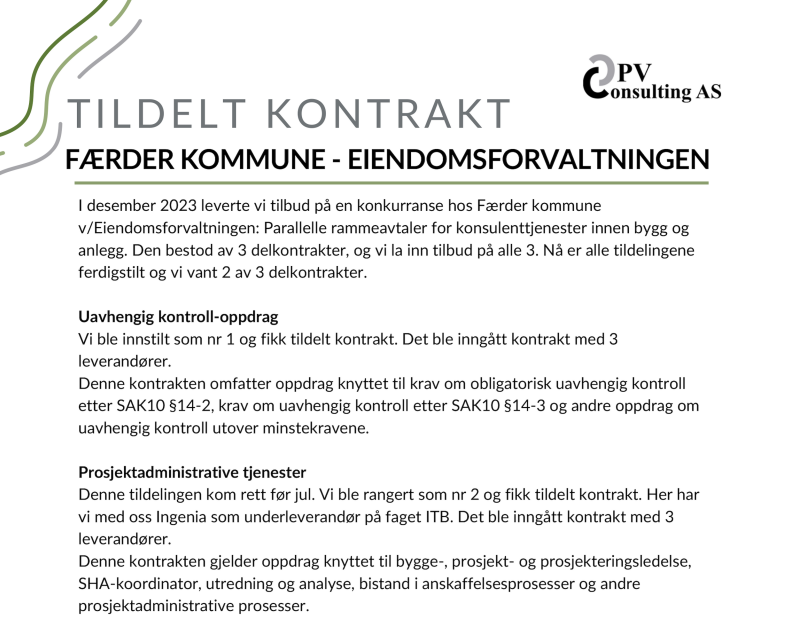 OPV Consulting vinner rammeavtale med Færder Kommune.